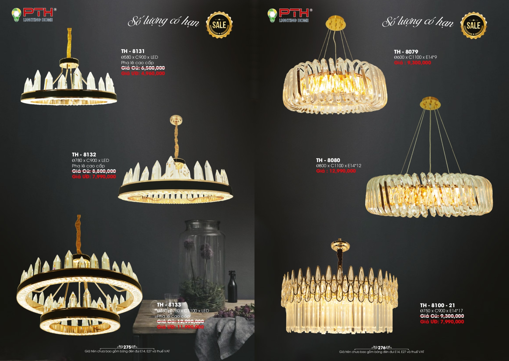 Bảng giá đèn trang trí PTH Lighting Home 2026